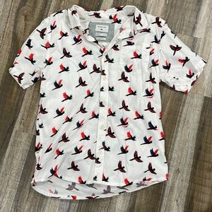 Quicksilver button up bird shirts size large